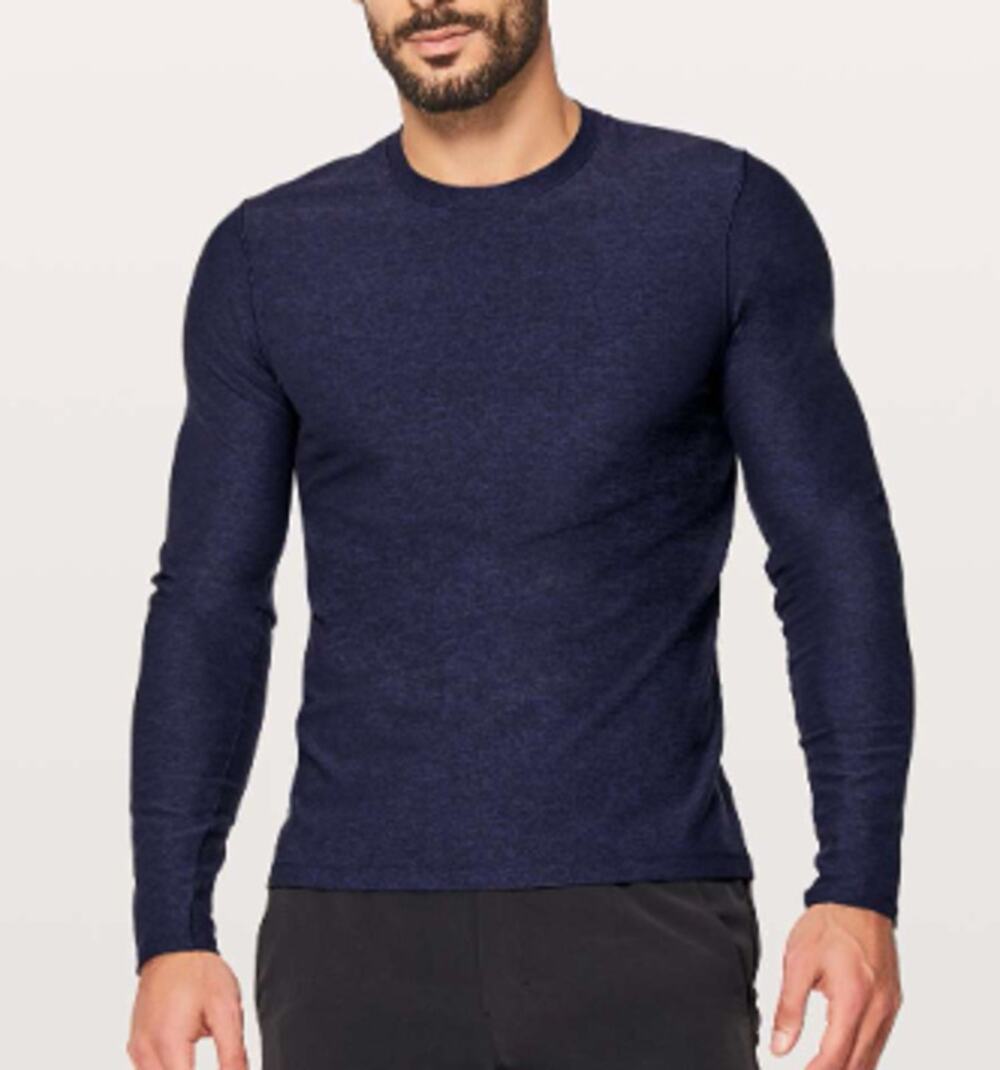 Lululemon Surge Warm Long Sleeve Men M Heathered Dark Blue Rulu Running Shirt